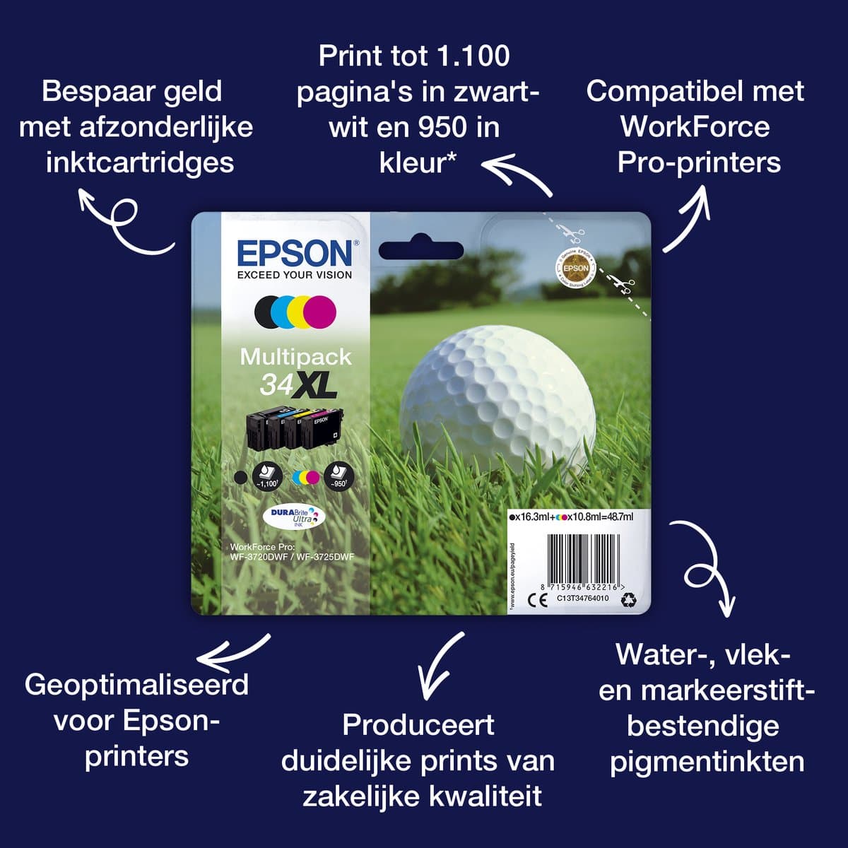 Epson golfball inkt DURABrite Ultra geel 34, enkelverpakking