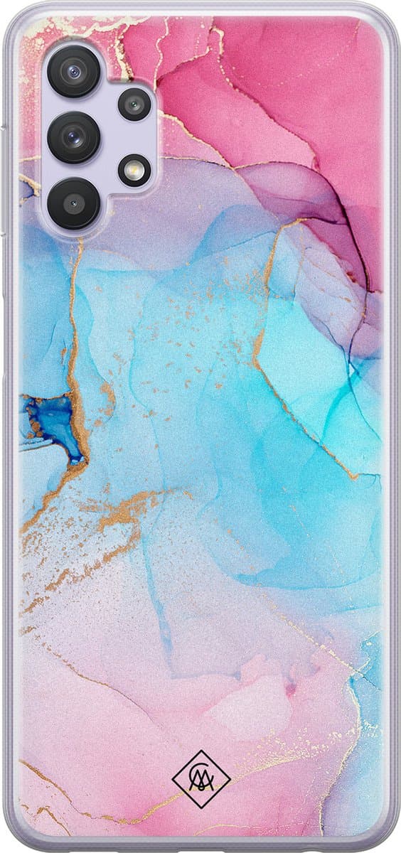 Casimoda® hoesje - Geschikt voor Samsung A32 5G - Marmer blauw roze - Backcover - Siliconen/TPU - Multi