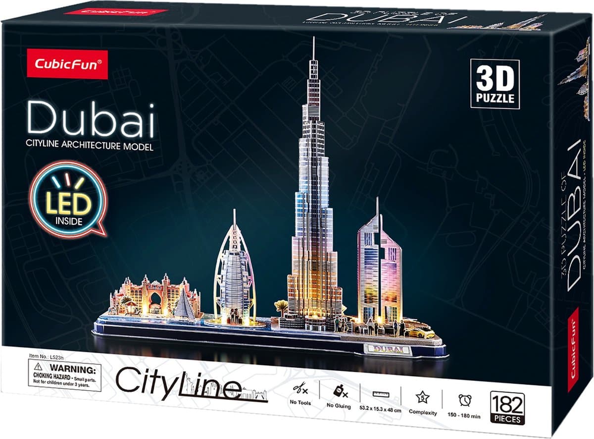 Cubic Fun - 3D Puzzel - City Line van Dubai met LED Verlichting