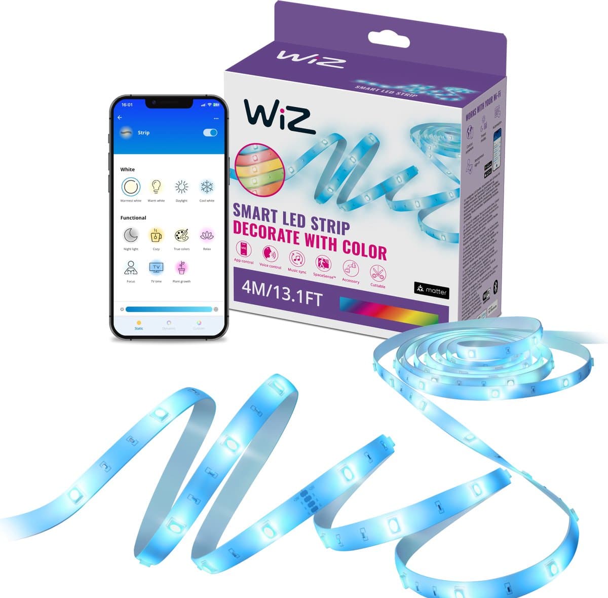 WiZ LED Lightstrip - Gekleurd Licht - 4 meter