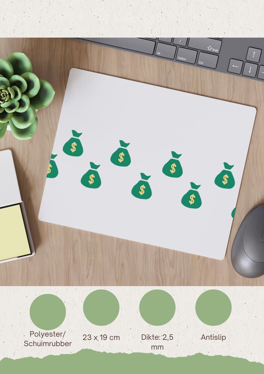 Akyol - geld zakken Muismat - Geld - iemand die van geld houdt - cadeau voor iemand die houdt van geld - verjaardagscadeau - gift - geschenk - 23 bij 19 cm