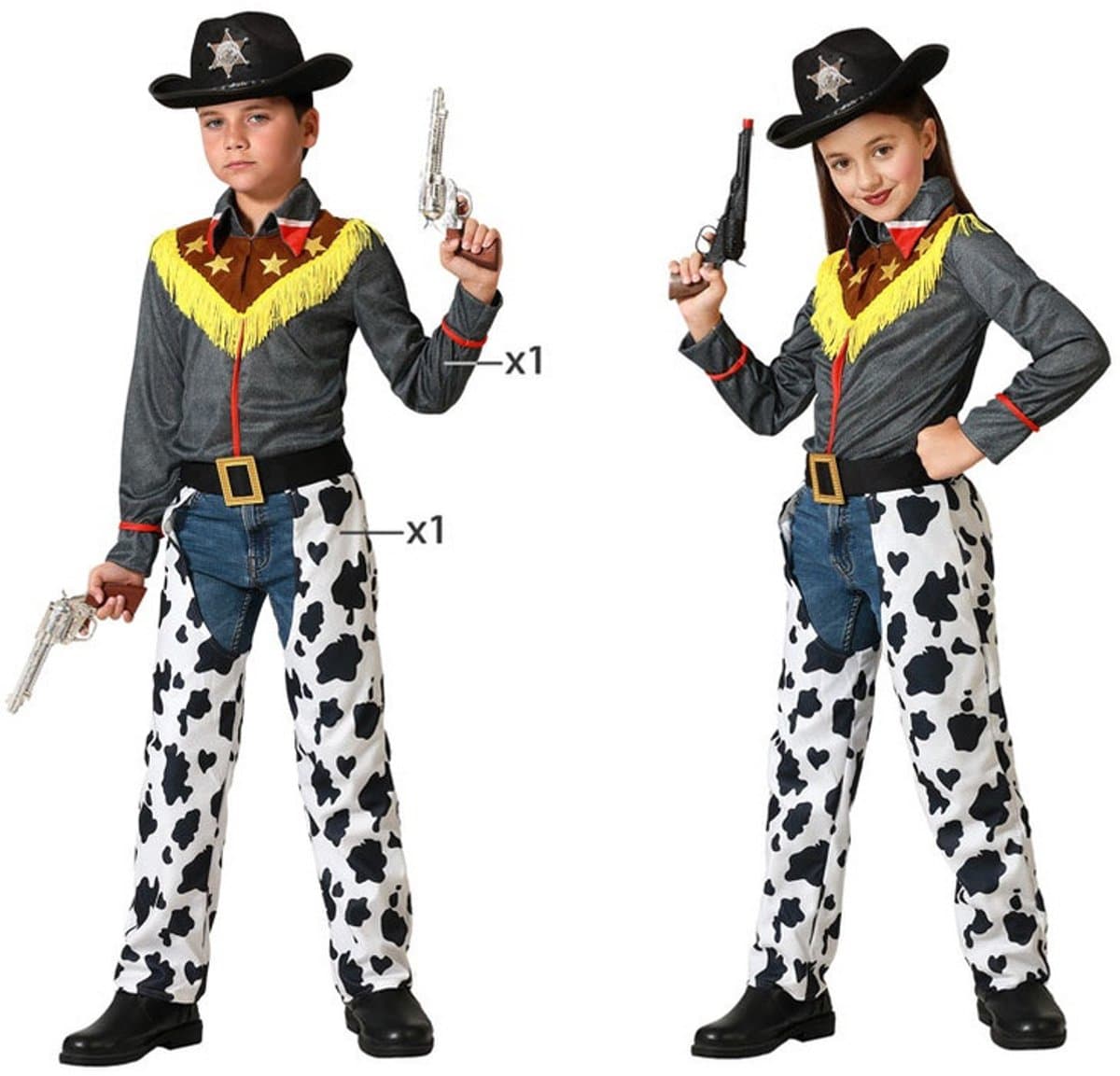 Atosa Cowboy/Cowgirl verkleed kostuum Woody - voor kinderen - 2-delig - Western/Wilde westen 116