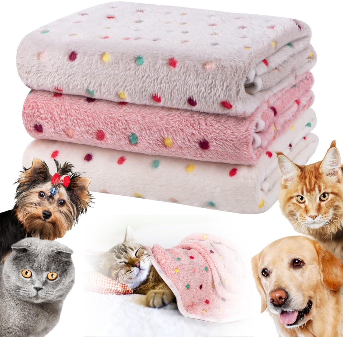 My Ninki ® Warme en Zachte Pluizige Huisdierdekens voor Honden en Katten - Set van 3 Stuks