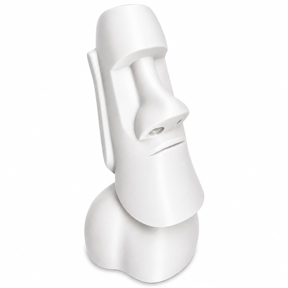 Moai Beeld Spaarpot - Design Piggy Bank - Decoratieve Geldpot Voor Kinderen En Volwassenen - Modern Paaseiland Beeld - Unieke Cadeau Ideeën - 15 X 13 X 22 CM - Wit