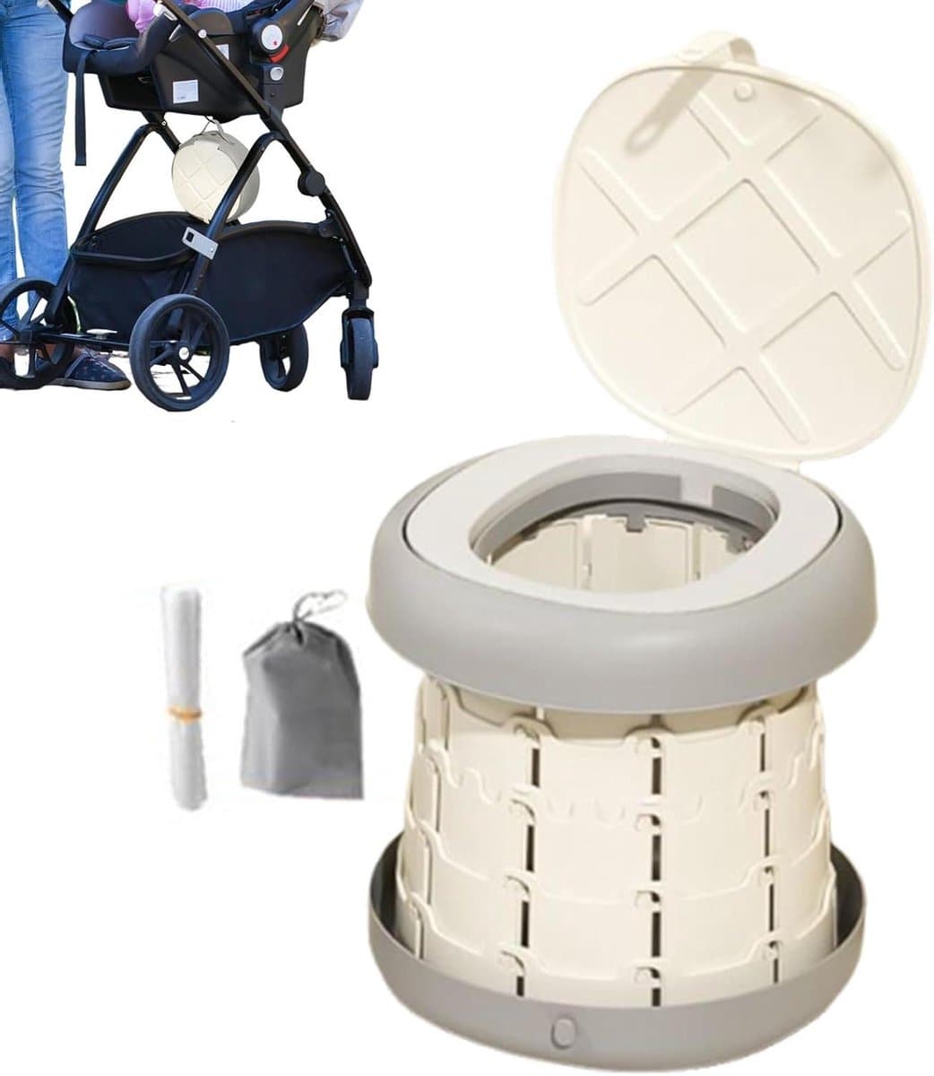 Draagbaar Potje - Reis Toilet - Zindelijkheidstraining - Opvouwbaar Antislip - 31 x 27 cm - Grijs