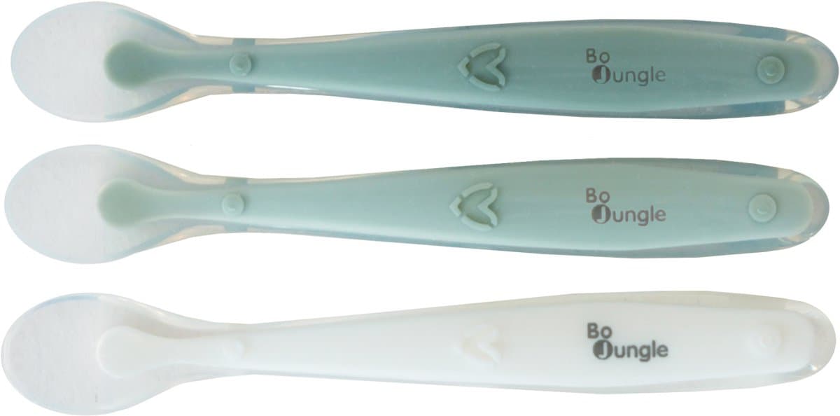 Bo Jungle - Set van 3 siliconen babylepels - Groen 23,5 x 10,5 cm
