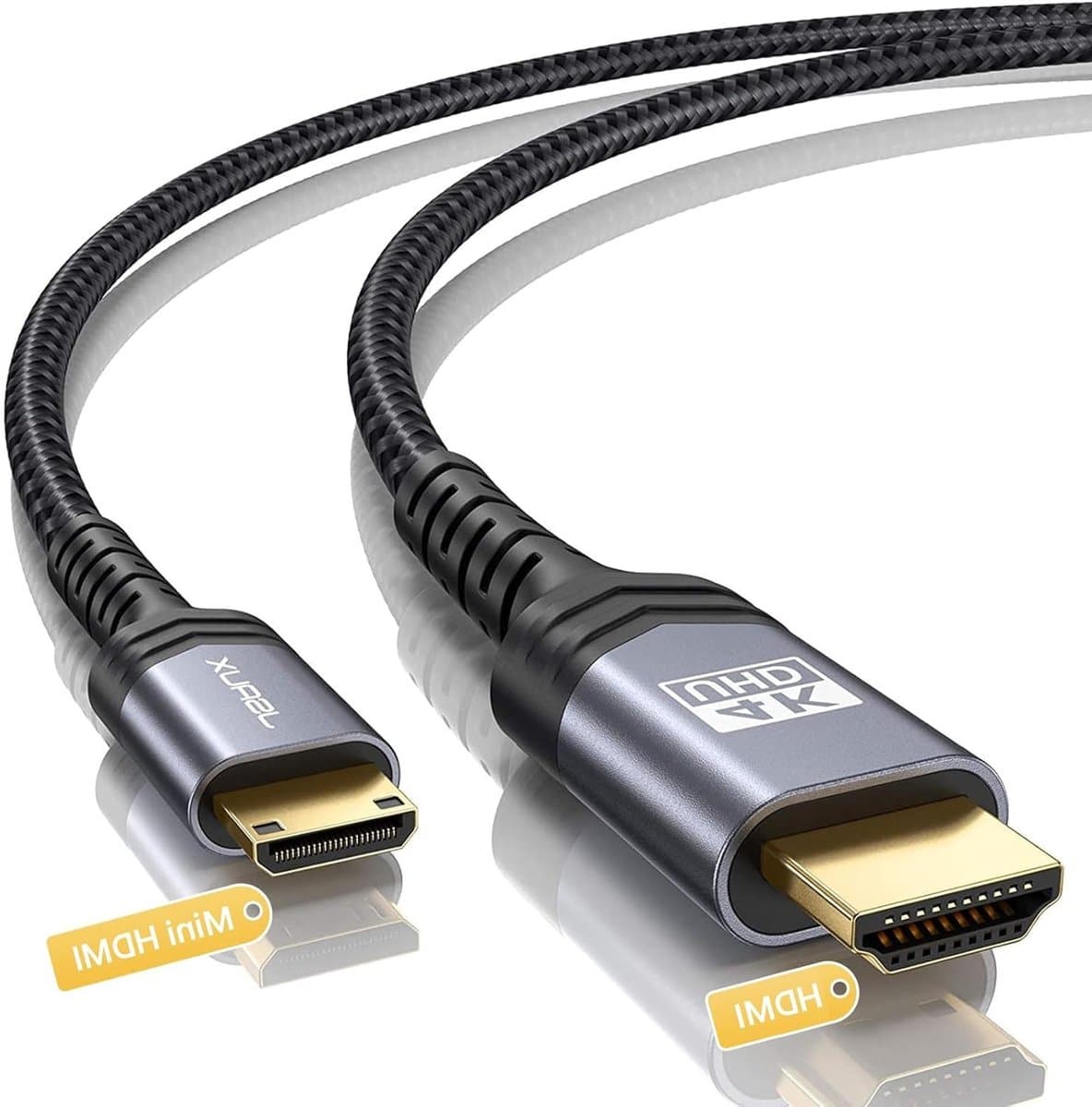 Mini HDMI naar HDMI Kabel 4.5m, Hoogwaardige 4K @60Hz en 2K @120Hz, Ondersteunt 3D, HDR en ARC voor Laptop, Projector en HDTV