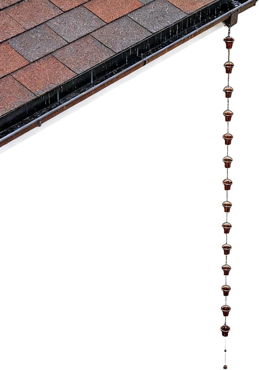 Regenketting - Dakgoot Accessoire - Water Afvoeren - 12 Opvangbekers - 38 m - Metaal