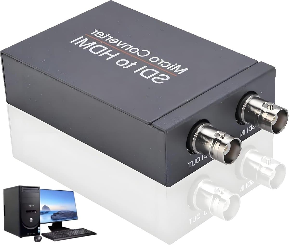 Sdi naar Hdmi Converter voor 3G-Sdi en HD-Sdi - 1080P Adapter met Voeding voor Snelle Signaaloverdracht en Loopout Functie