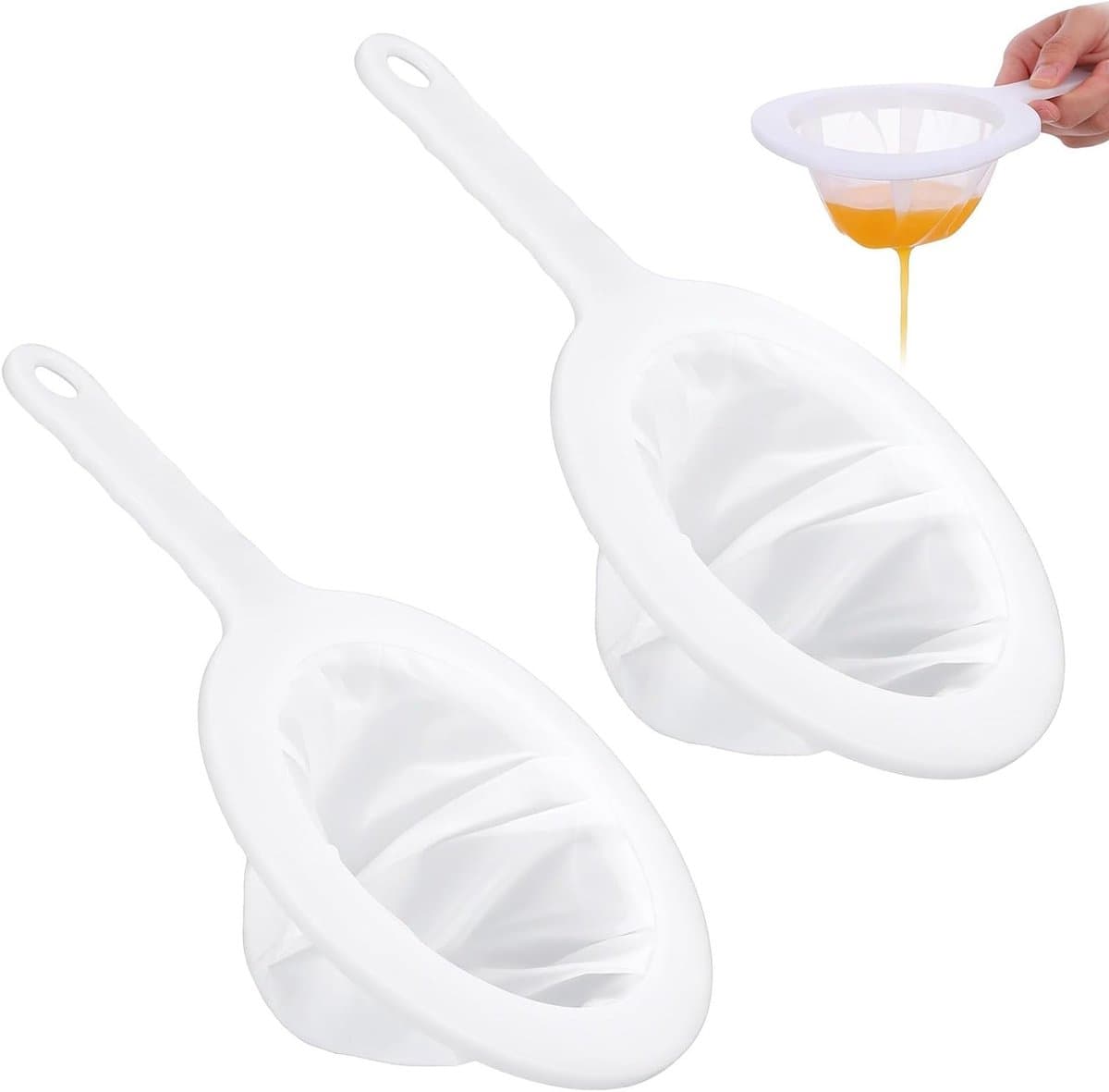 Fijne Zeef 2 Stuks, 100/120 Mesh Nylon Zeef met Handvat voor Filteren van Olie, Sap en Melk