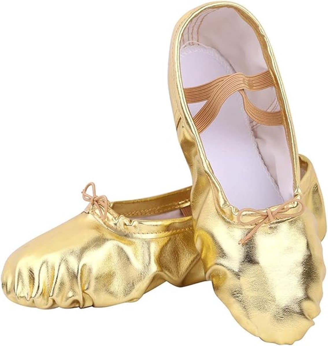 Balletschoenen Splitzool - PU Leer & Ademende Voering - Voor Peuters, Meisjes & Vrouwen - Gemakkelijk Aan Te Trekken - Goud 42