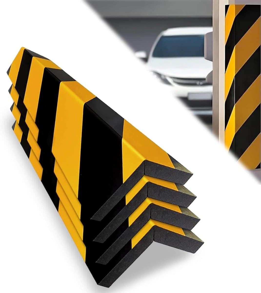 Garage Muurbescherming - Parkeerhulp Stootrand - Auto Beschermen - Schokabsorberend Schuim - 4 stuks - Zwart Geel