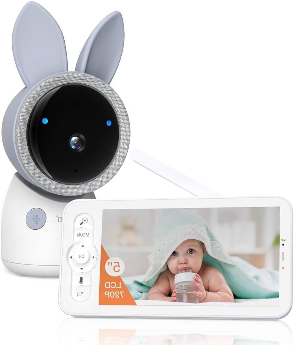 Videobabyfoon - Babycamera Monitor - Baby in de gaten houden - Automatische tracking - 127 cm scherm - Wit