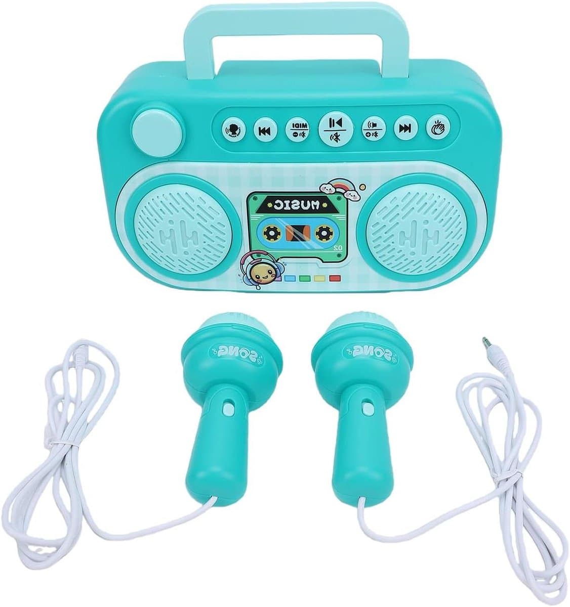 Kindermicrofoonluidspreker - Karaokemachine - Muziek en Zang - Met 4 stemeffecten - 568 Gram - Groen