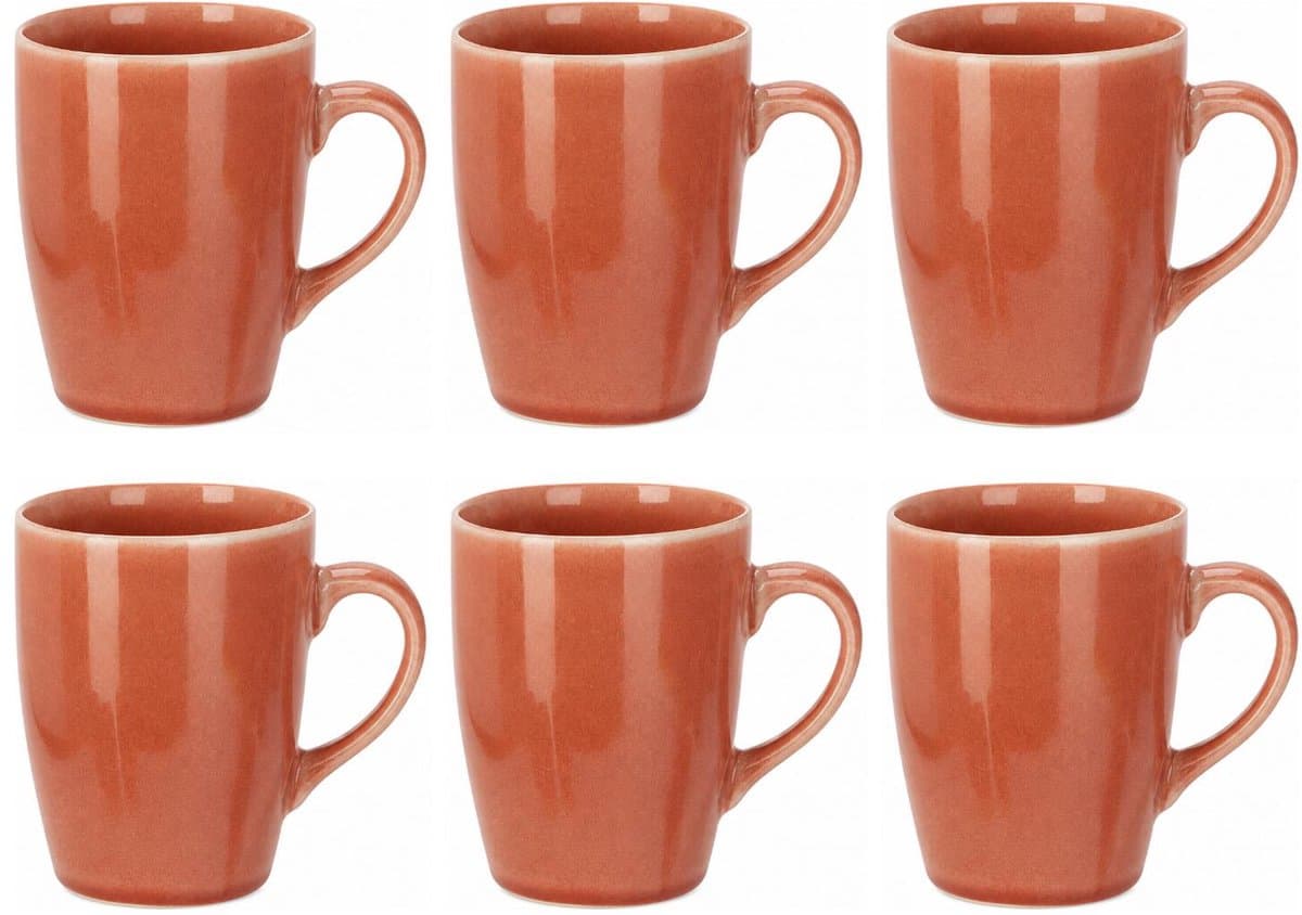 Siaki Koffiemok / theemok Faye - terra - set 6x - 340 ml - mokken - kerammiek - tas