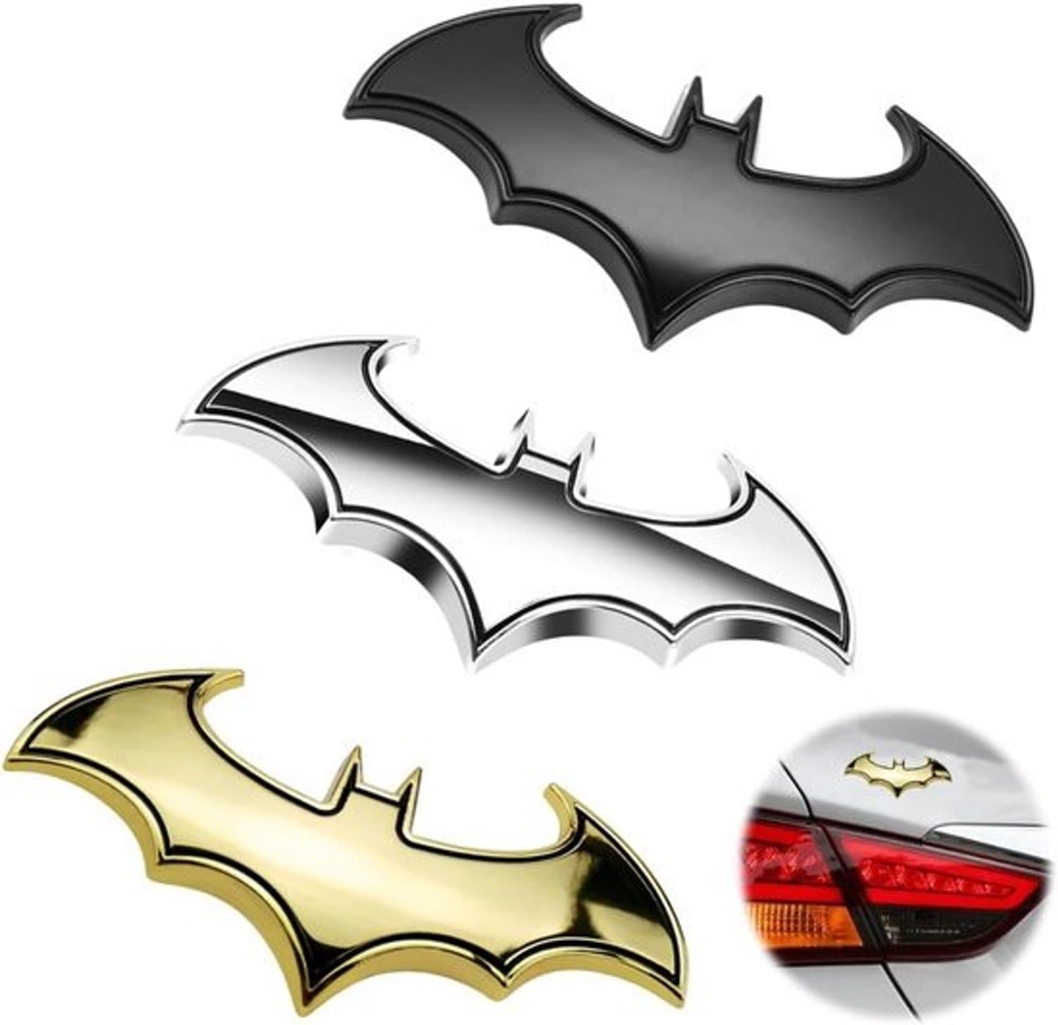 3D Batman-auto-emblemen van roestvrij staal - Chroomstickers met foamrubberen achterkant - Autodecoratie - 3 stuks