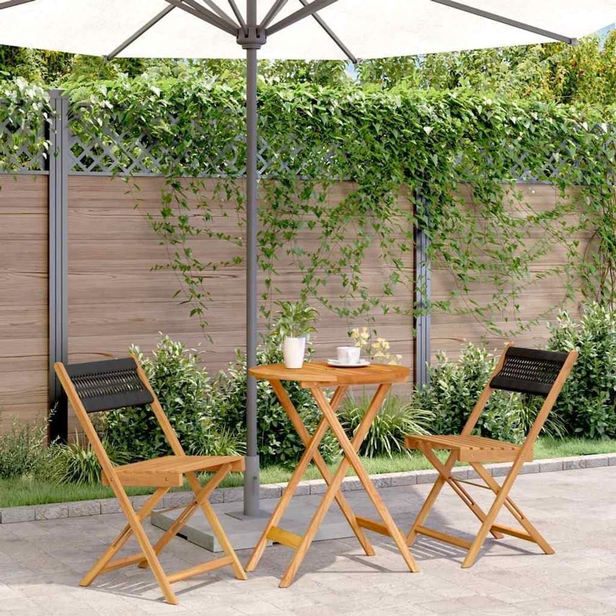 Acaciahout Tuinset zonder armleuningen Zwart 60x75 cm