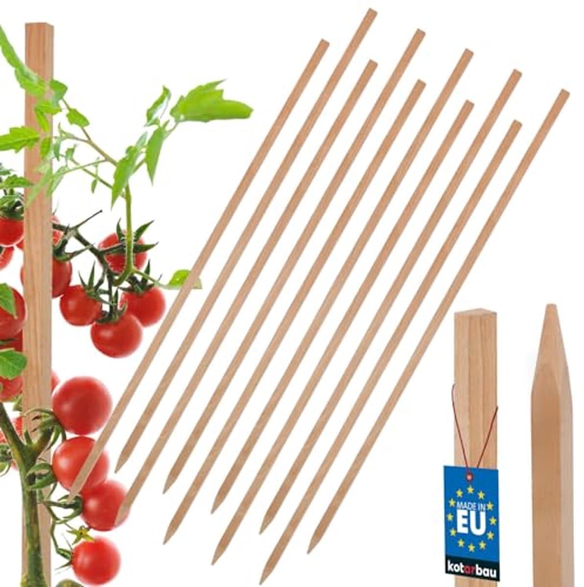 Set van 10 tomatenstokken van 80 cm - Houten plantensteunen voor optimale groei en stabilisatie
