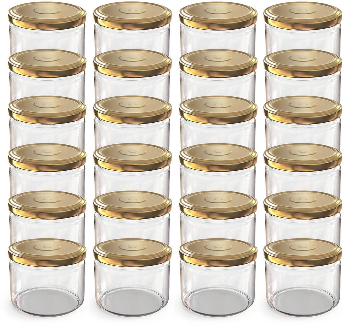 Oputec 24x 282ml inmaakpotten / voorraadpotten TO Ø 82 mm– glazen jampotten – metalen schroefdeksel goud – conservenpotten