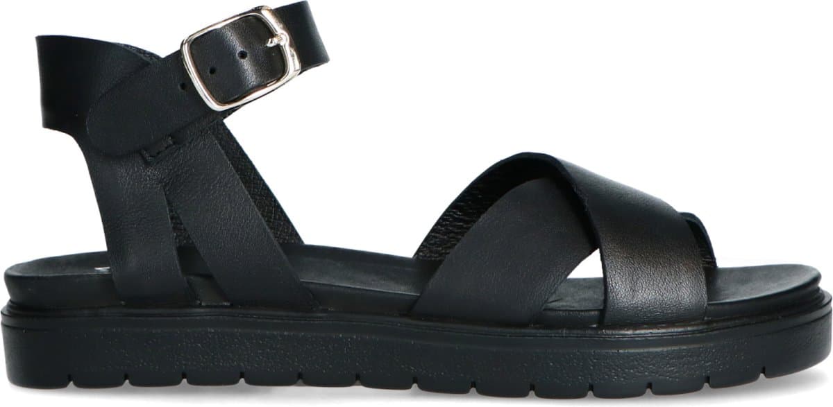 Manfield Leren Dames Sandalen - Zwart - Maat 41