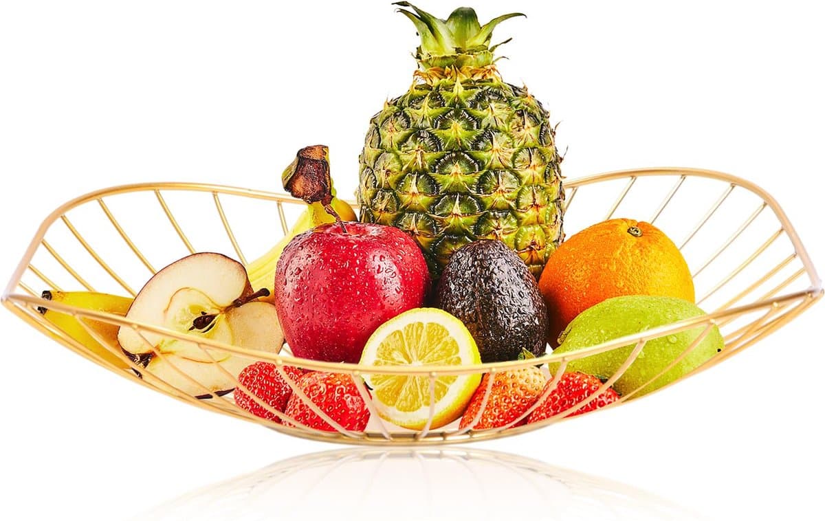 JGS ® Stijlvolle Gouden Draadmand voor Fruit en Groenten, Moderne Keuken Decoratie
