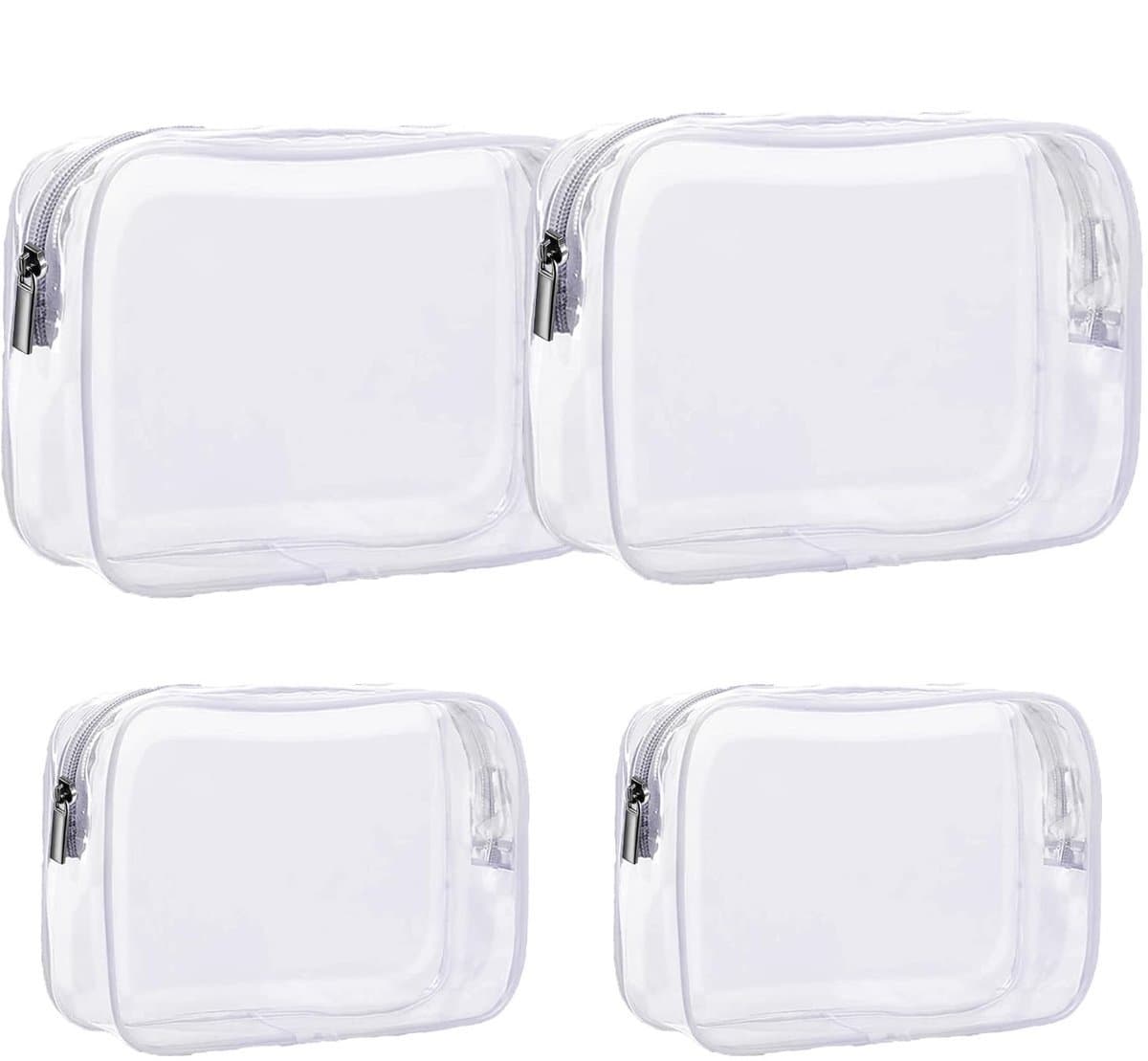 Stunq® Transparante Reisset Cosmetictassen - Set van 4 Waterdichte Toilettassen voor Vakantie en Badkamer