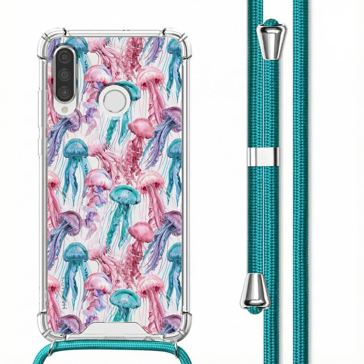 imoshion Hoesje - Geschikt voor Huawei P30 Lite - Design Hoesje met Koord - Jellyfish Watercolor