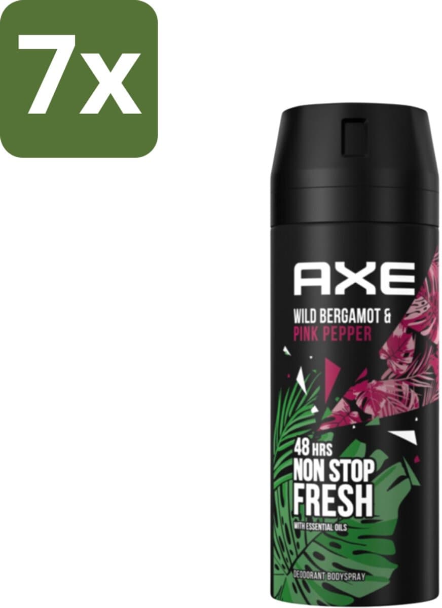 7 x Axe - Deodorant Bodyspray - 48hrs Fresh - Wild Bergamot & Pink Pepper - 150 ml - 48 Uur Bescherming - Zweetbestendig - Geurbestendig - Bergamot - Roze Peper