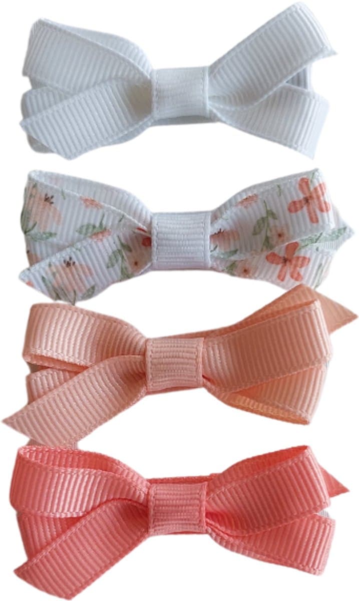 Haarspeldjes met strik - coral bloom