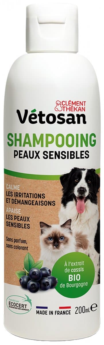 Clément Thékan Vétosan Biologische Shampoo Voor de Gevoelige Huid van Katten en Honden 200 ml