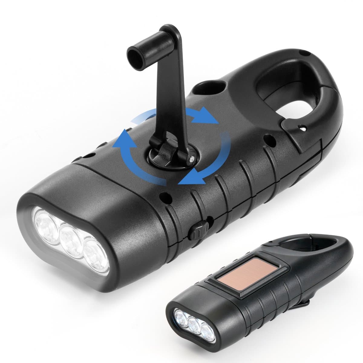 YONO Opwindbare Zaklamp - Led Knijpkat met Dynamo Opwindbaar - Handmatig zonder Batterij Oplaadbaar - Zwart