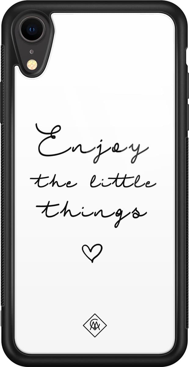 Casimoda® hoesje - Geschikt voor iPhone XR - Enjoy Life - Luxe Hard Case Zwart - Backcover telefoonhoesje - Wit