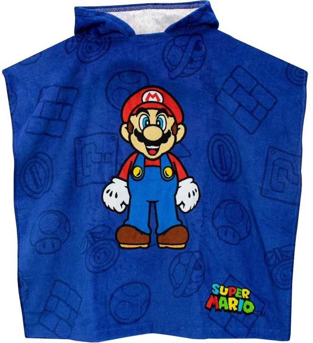 Super Mario - Poncho - Badponcho - Handdoek - Sneldrogend - Blauw - 50 x 100 cm. - Mario Bros