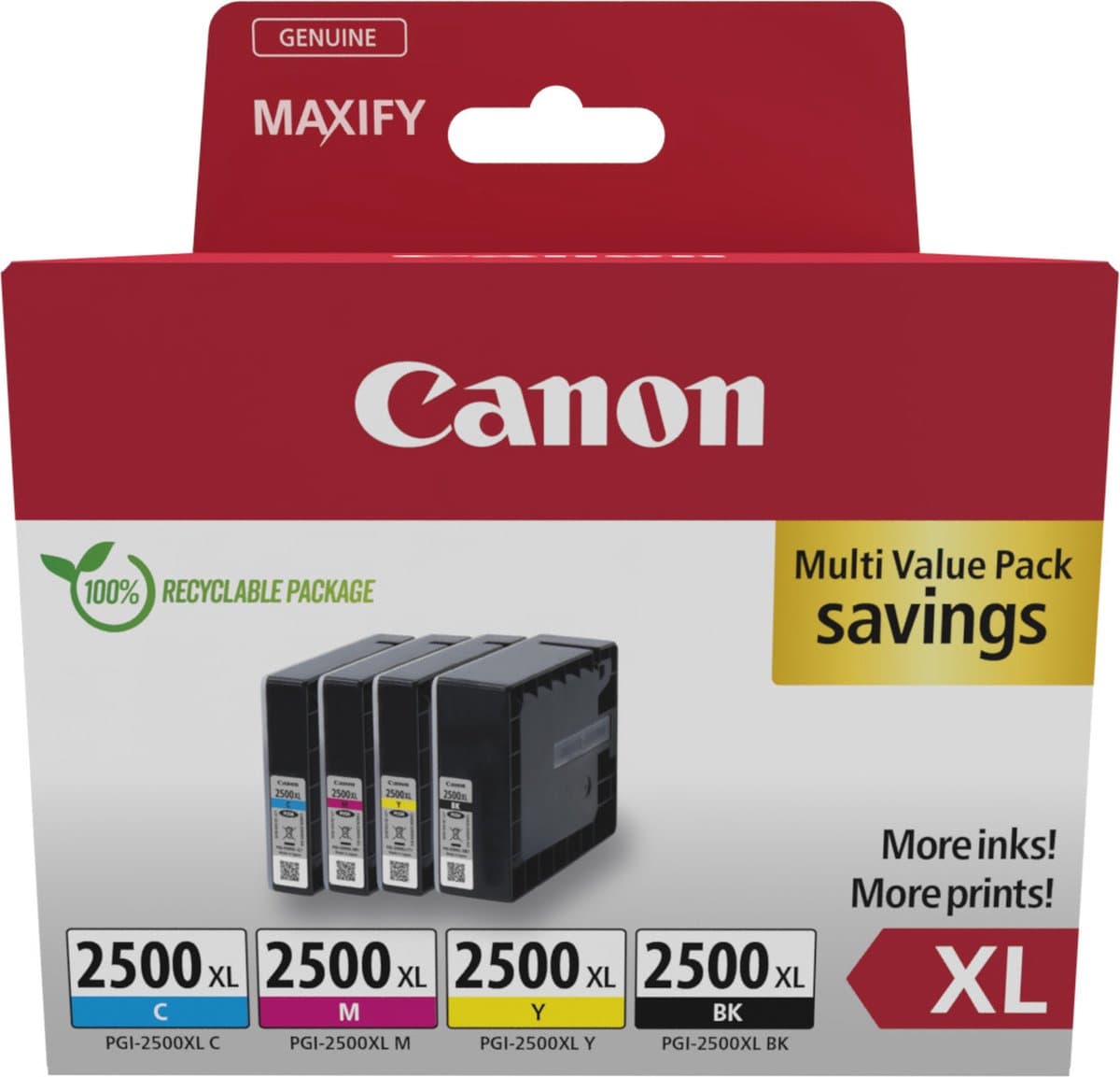 Canon 9254B010 inktcartridge 4 stuks origineel hoog (XL) rendement zwart, cyaan, magenta, geel
