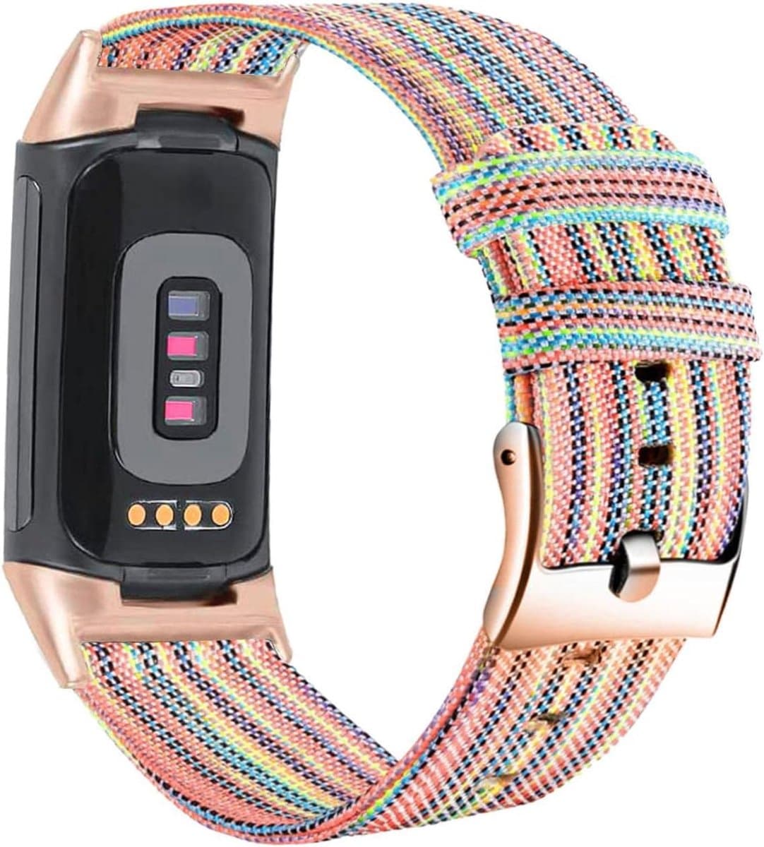 Thijox - Zachte en Kleurrijke Nylon Polsband voor Fitbit Charge 5 - Sneldrogend Geweven Canvas - Perfect voor Sport en Dagelijks Gebruik
