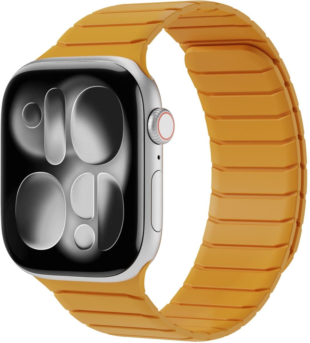 Buddi Fuse Magnetisch Bandje Geschikt voor Apple Watch 1/2/3/4/5/6/7/8/9/10/11/SE - 38/40/41/42MM - Siliconen Sportbandje met Magneetsluiting Geel