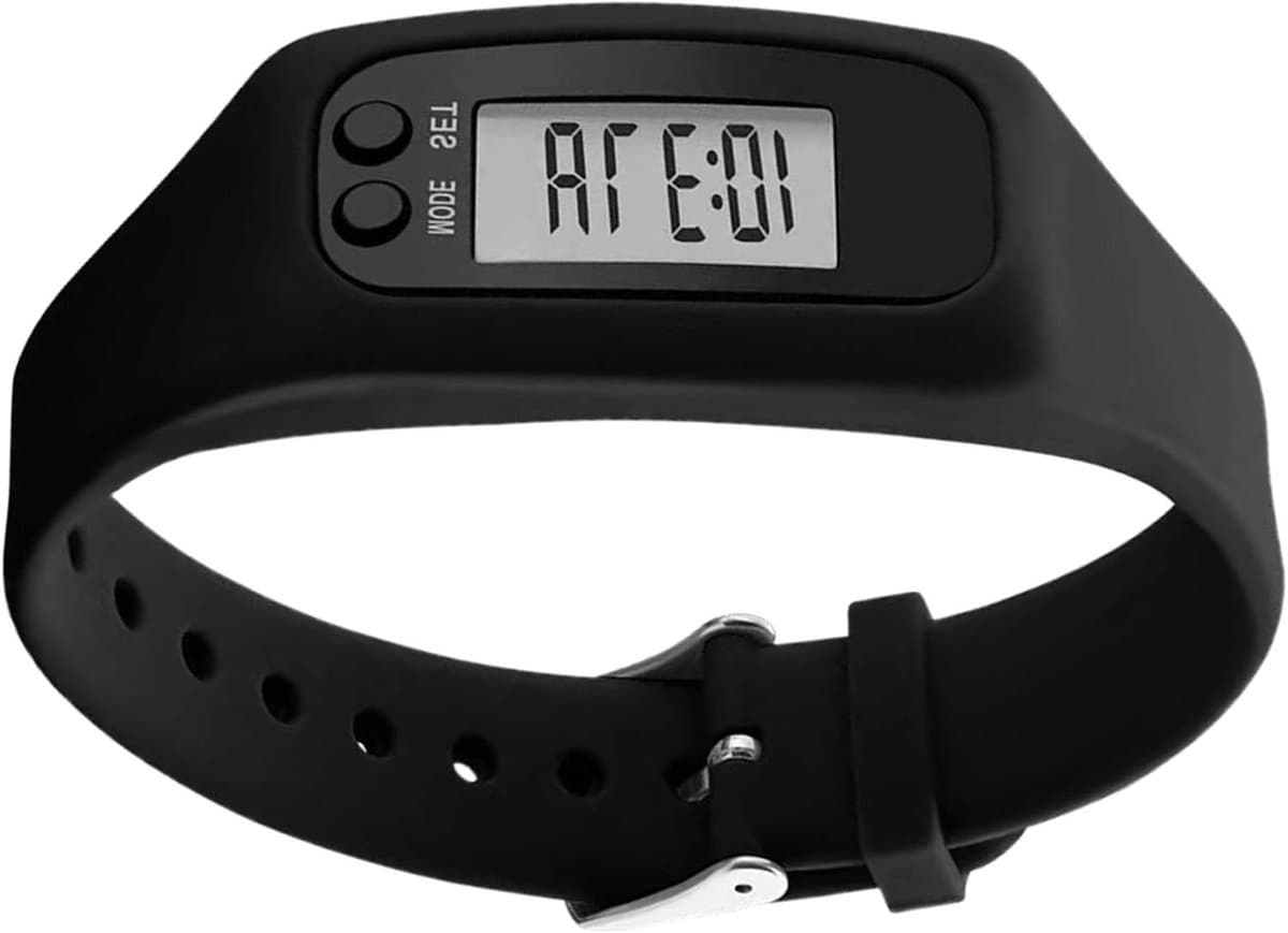 Stappenteller Horloge - Fitness Tracker - Dagelijkse Activiteiten Bijhouden - Groot LCD-scherm - 25 x 2.7 cm - Zwart