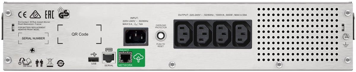 APC Smart-UPS SMC1000I-2UC - Noodstroomvoeding / 4x C13 uitgang / USB / rack mountable / Smart Connect / 1000VA