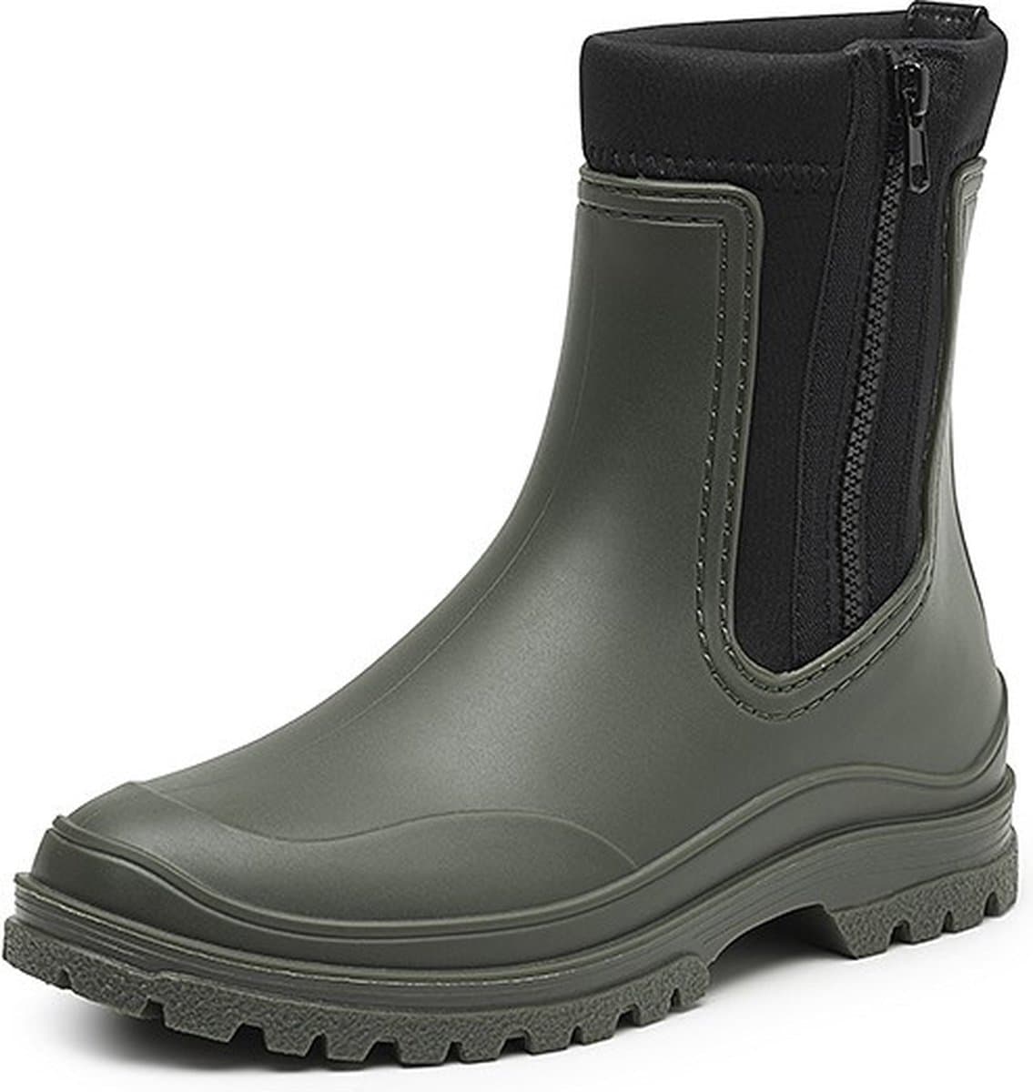 Gevavi Boots - Jill dameslaars pvc/neopreen met rits groen