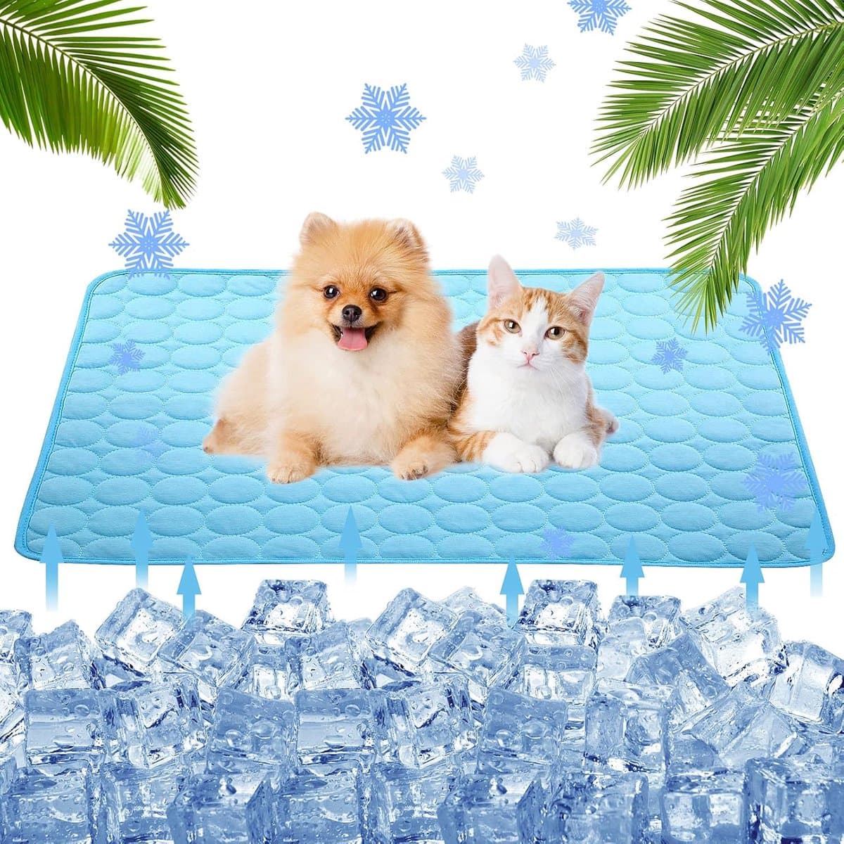 KZQ Koelmat voor huisdieren - Automatische koelmat - Koelmat voor katten en honden - Zomerse koelmat van ijszijde - Zacht en wasbaar - Geschikt voor binnen- en buitengebruik - Geschikt voor puppy's en kittens - 50 x 40 cm - Blauw