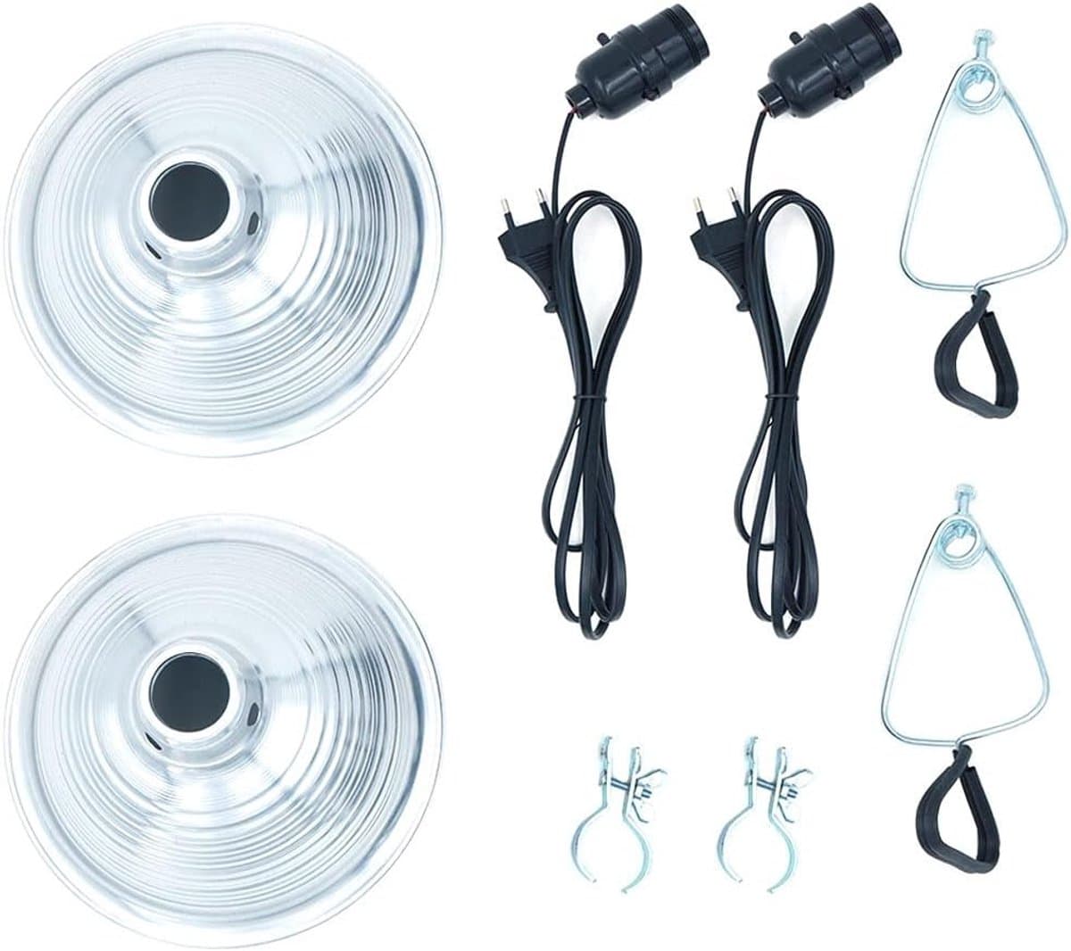 Set van 2 Klemlichten met 8,5 Inch Aluminium Reflector tot 150 Watt E27 Fitting en 6 Voet Snoer