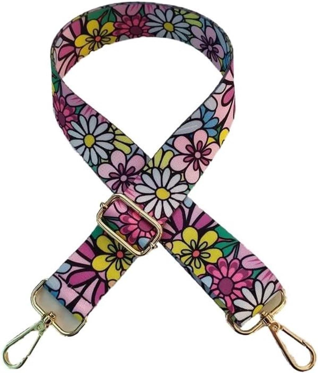 Schouderband Tas - Verstelbare Band - Tas Personaliseren - Bloemenprint - 80-130 cm - Multicolor