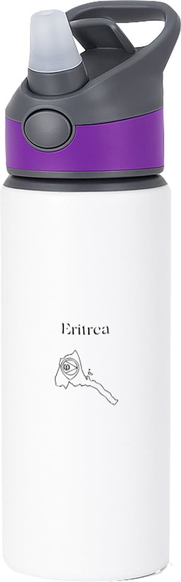 Hacebo® - Eritrea waterfles met rietje paars - Piloot - toeristen - must go - Eritrea travel guide - Accessoires - Cadeau - Gift - water fles - 650ML