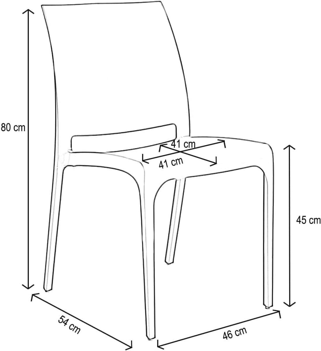 Stapelbare Stoel - Tuinstoel Binnen - Comfortabel Zitten - Gemaakt in Italië - Hoogte 80 cm - Grijs