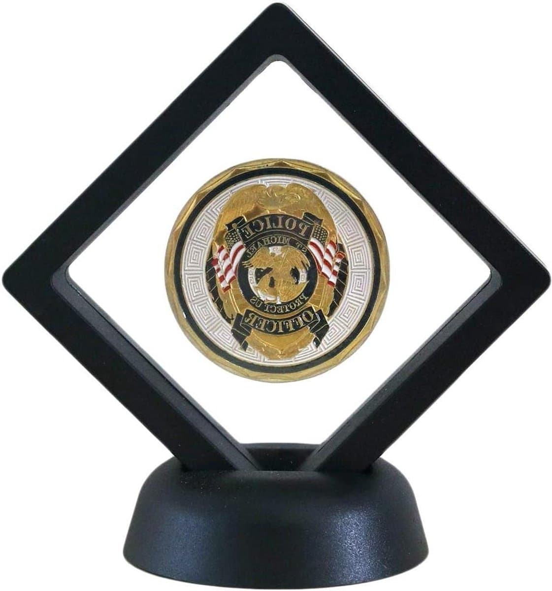 Drijvende Vitrine Standaard - Display Houder - Verzamelobjecten Tonen - Dubbelzijdig Zichtbaar - 7x7x2.2 cm - Zwart