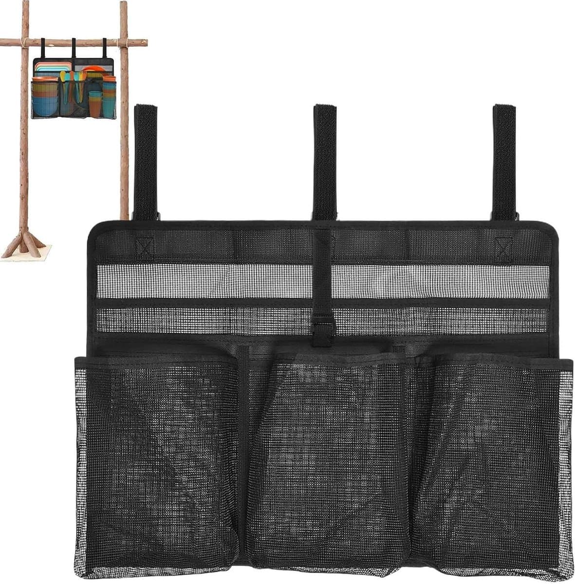 Kampeer Afwas Organizer - Droognet Tafelgerei - Buiten Koken - Sneldrogend Mesh - 55 x 40.5 cm - Grijs