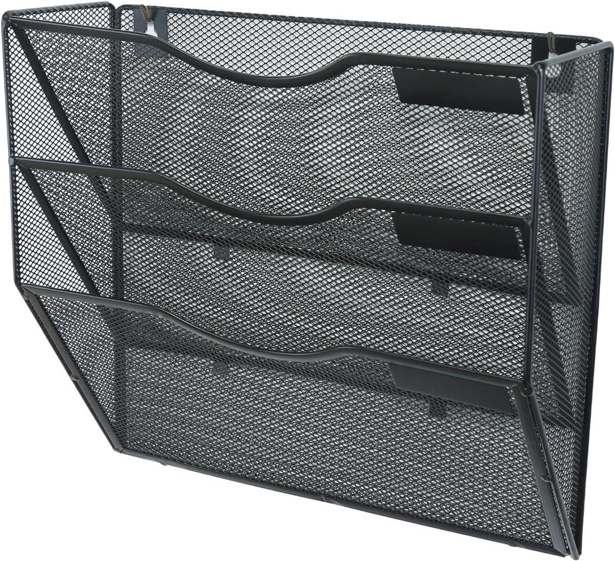 Wand Organizer - Opberger Mail - Ruimte Besparen - 3 Mesh Vakken - 10 mm - Zwart