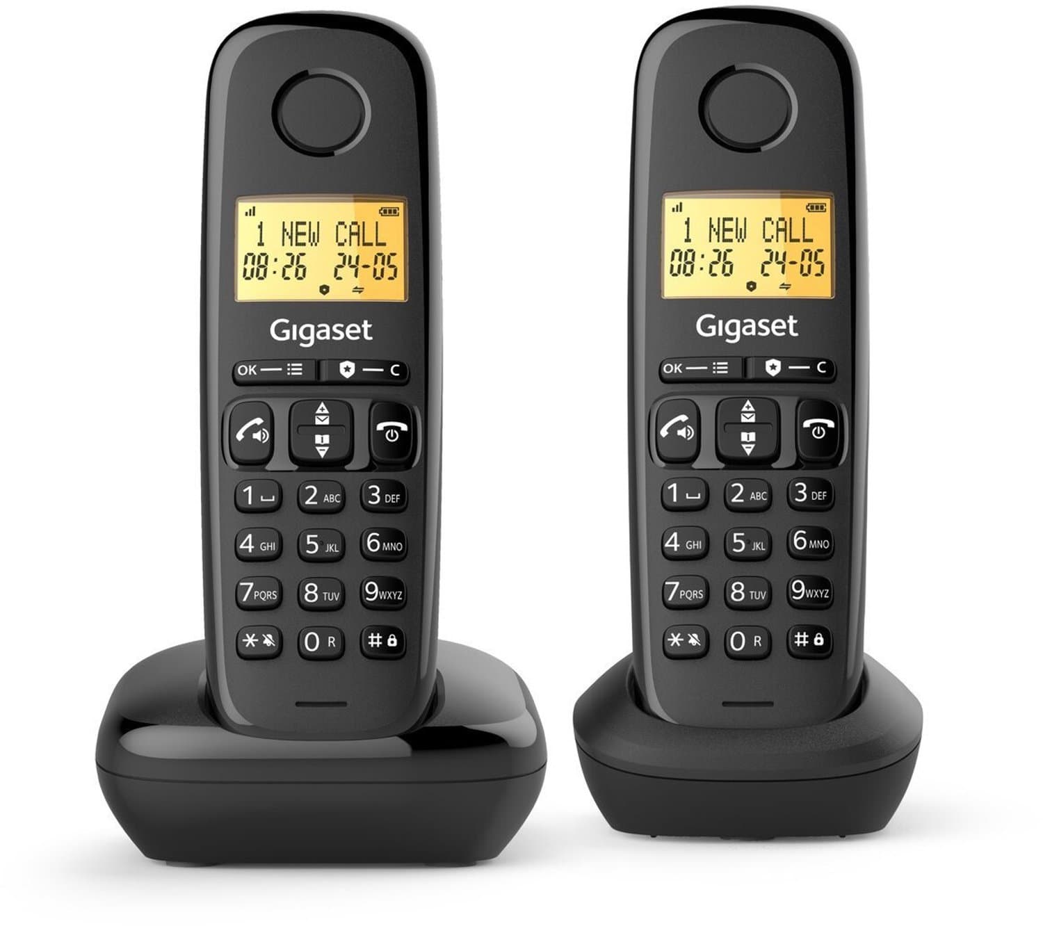 Vaste telefoon - GIGASET - Basic 100 Duo - Handsfree-modus - Scherm met achtergrondverlichting - Telefoonboek voor 50 contacten - Gespreksblokkering - Zwart