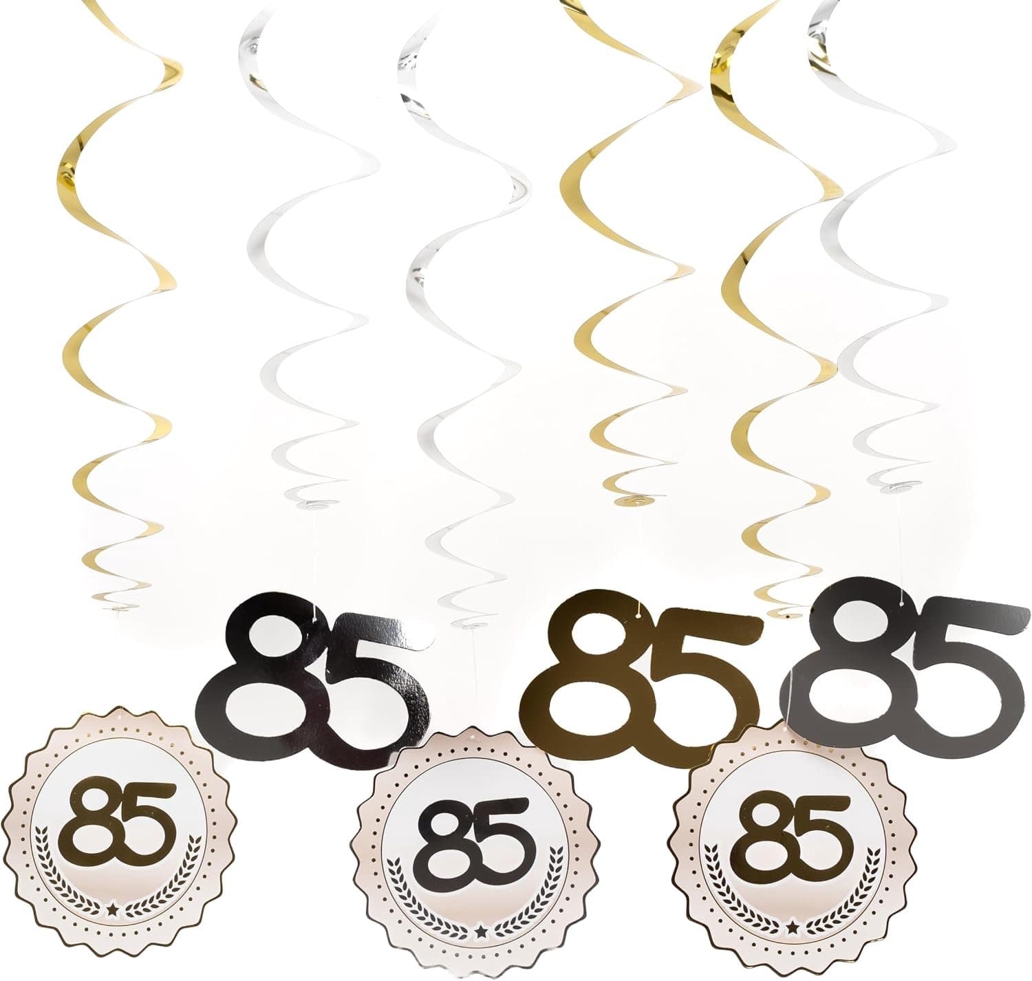 85e Verjaardag Decoratie Spirals Zilver/Goud - Feestelijk 85 Jaar