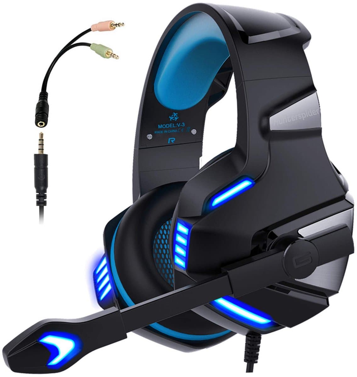 JeiibrZui Gamingheadset - Surround Sound - Lichtgewicht Ontwerp Microfoon Met Ruisonderdrukking - 1 Stuk - Volwassenen Blauw